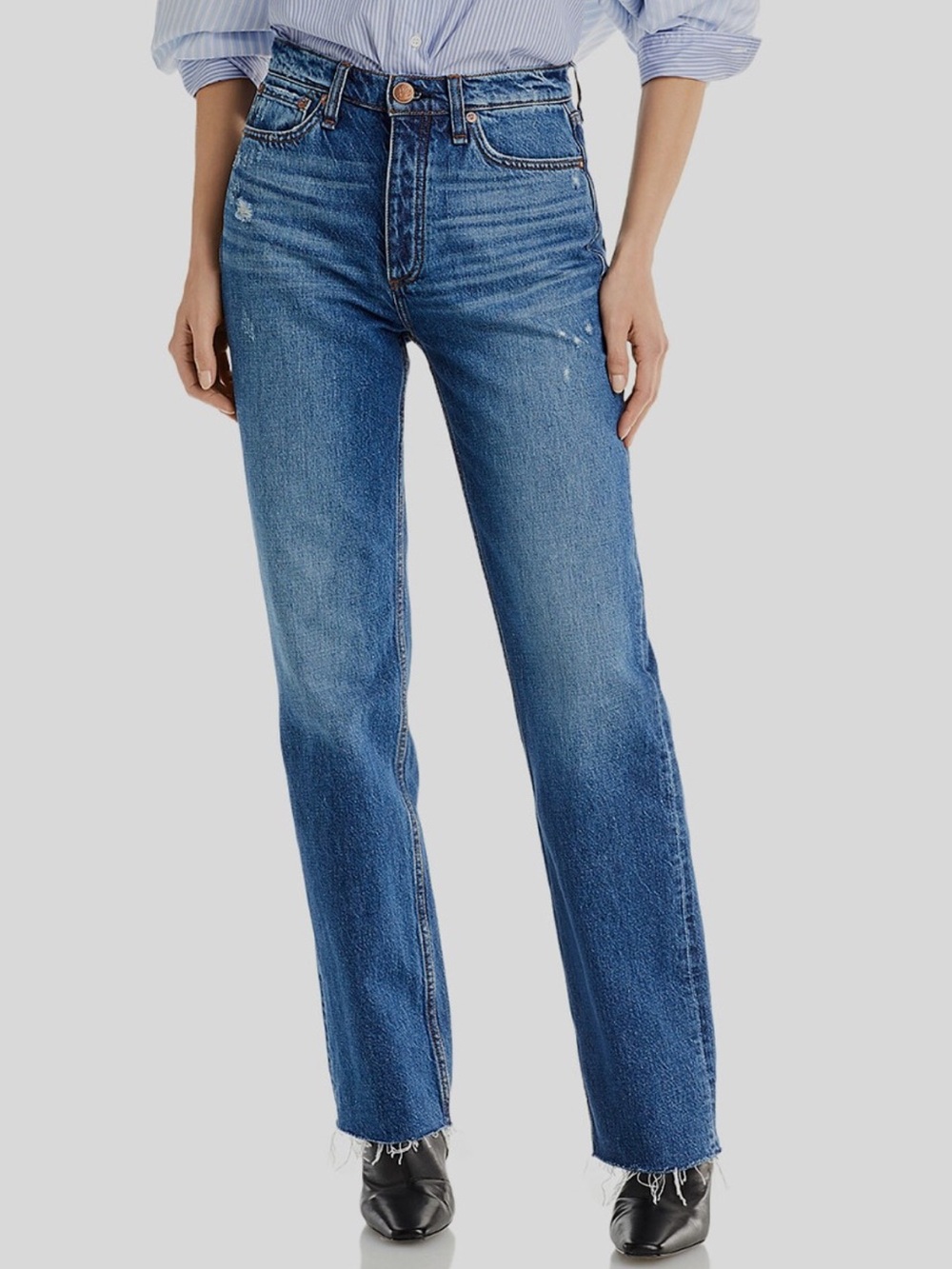 rag & bone Mid Blue Straight Leg Jeans